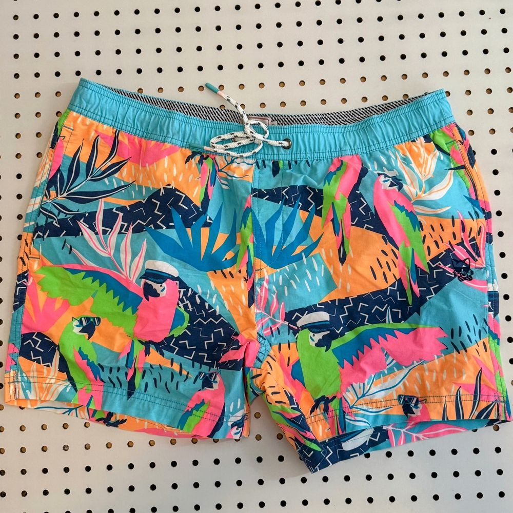 Dynamic Blue and Orange Tropical Swim Shorts XL